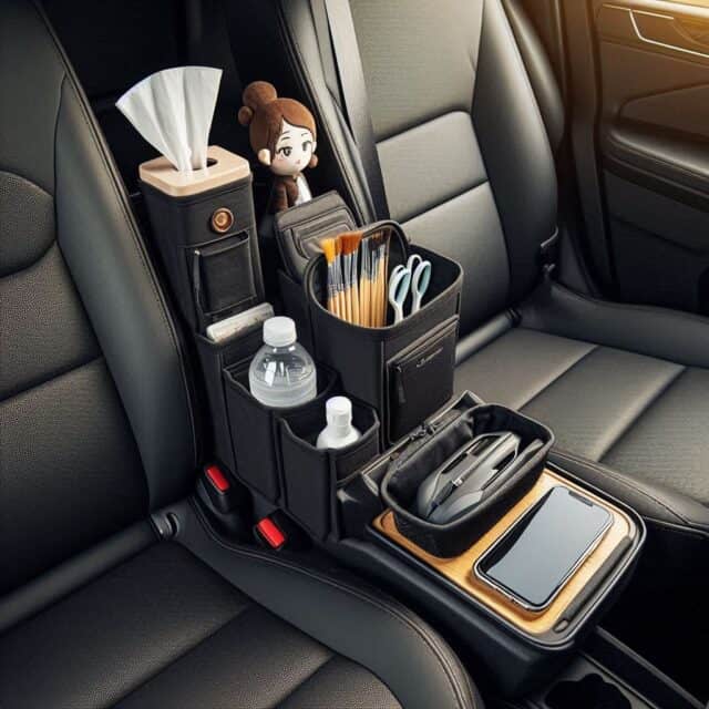 car organizers in a vehicle interior
