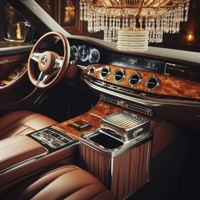 premium car trash can in a vehicle interior