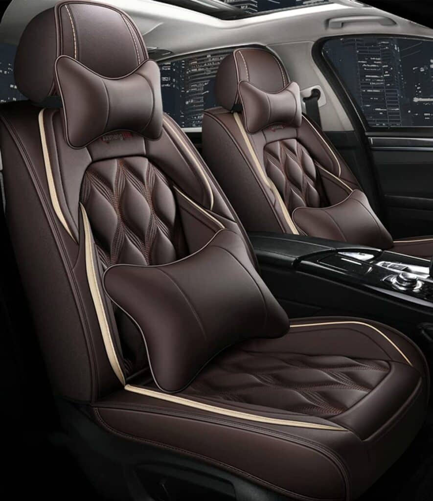 Luxurious leather car seat covers in a modern vehicle interior
